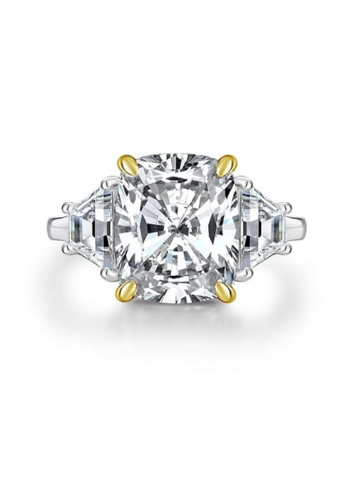 White [R 0302] 925 Sterling Silver High Carbon Diamond Geometric Luxury Ring